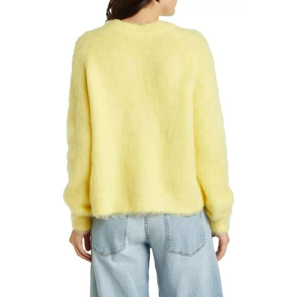 Madewell Size M Brushed V-Neck Sweater Heather Lemon Pullover Alpaca Wool NWT - Picture 2 of 13